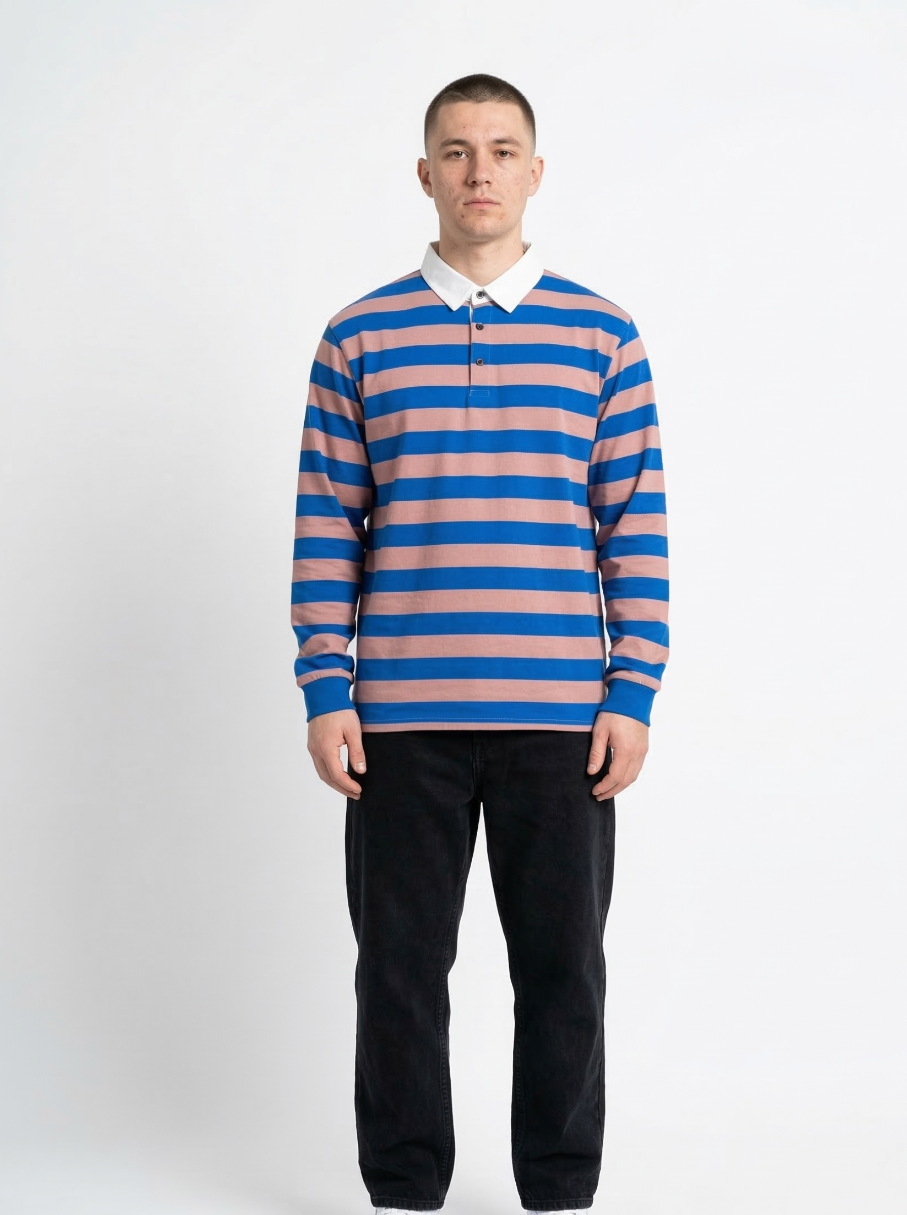 Blue Peach Striped Full Sleeve T-Shirt