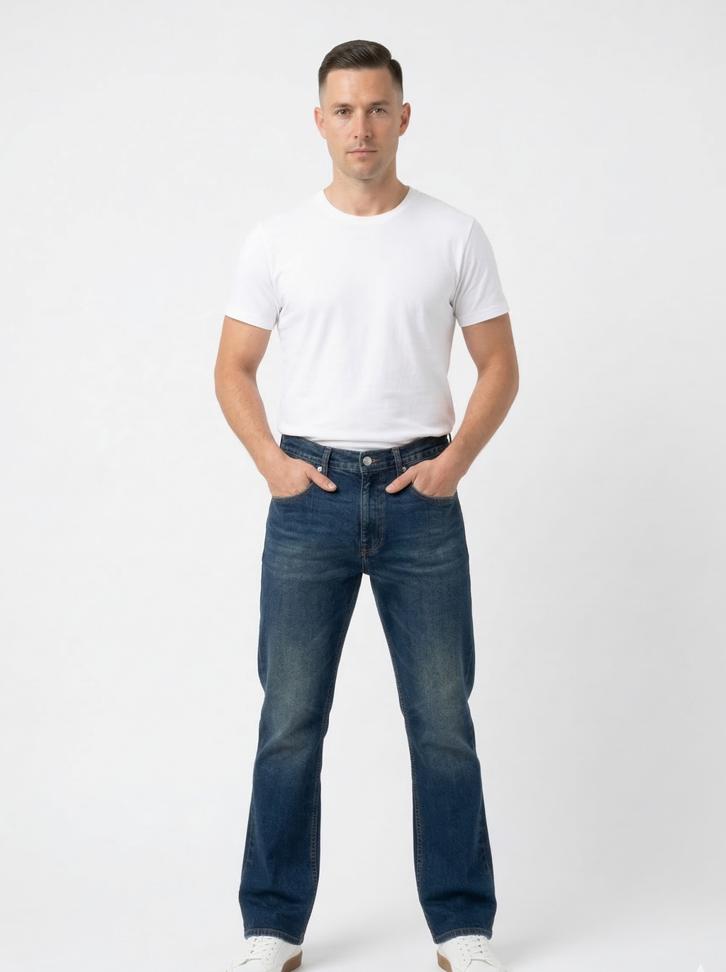 Classic Bootcut Dark Blue Faded Jeans
