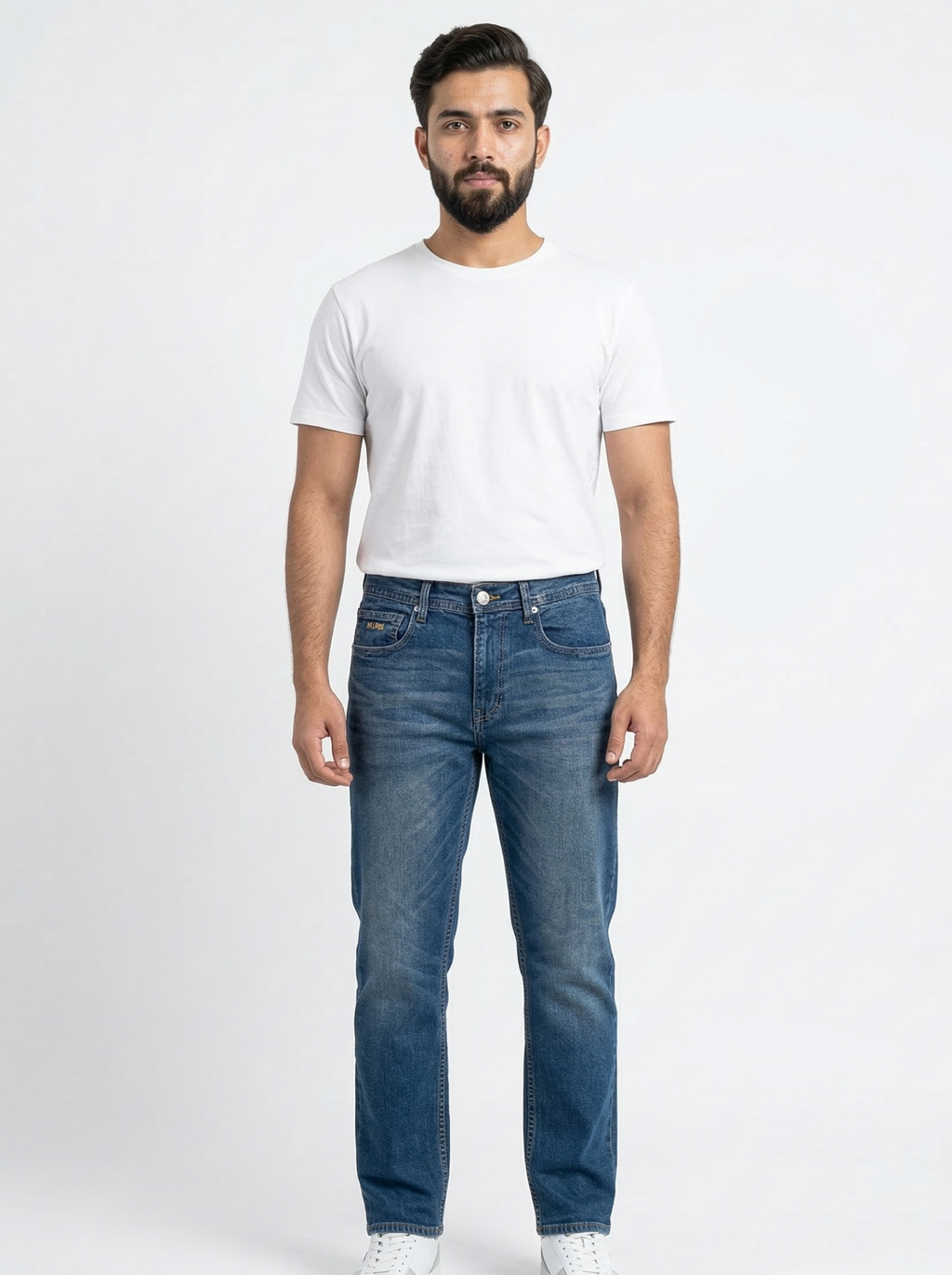 Brown Washed Blue Regular Fit Jeans