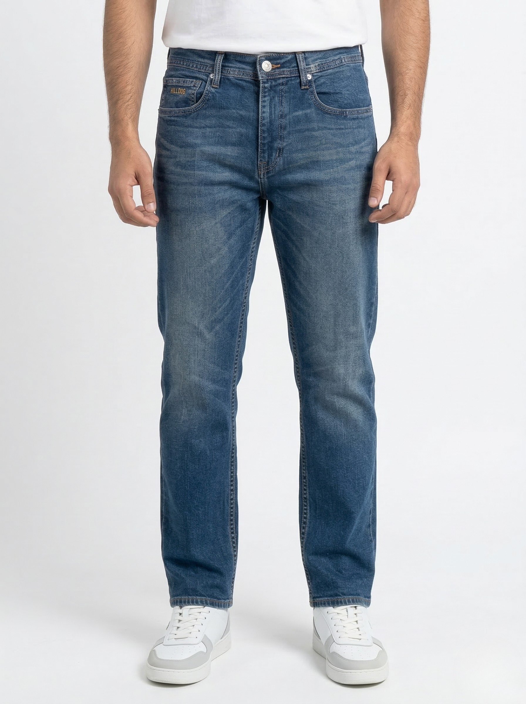 Brown Washed Blue Regular Fit Jeans