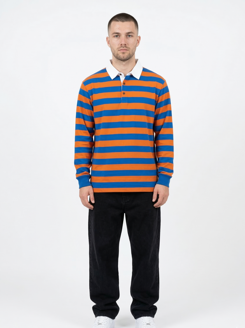 Blue Orange Striped Full Sleeve T-Shirt