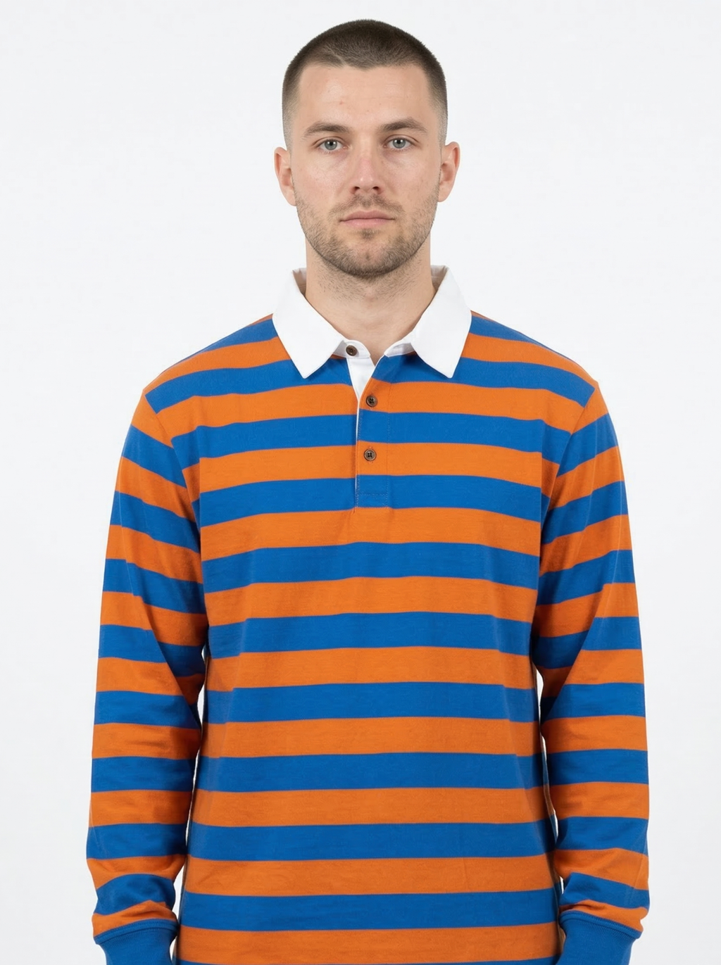 Blue Orange Striped Full Sleeve T-Shirt
