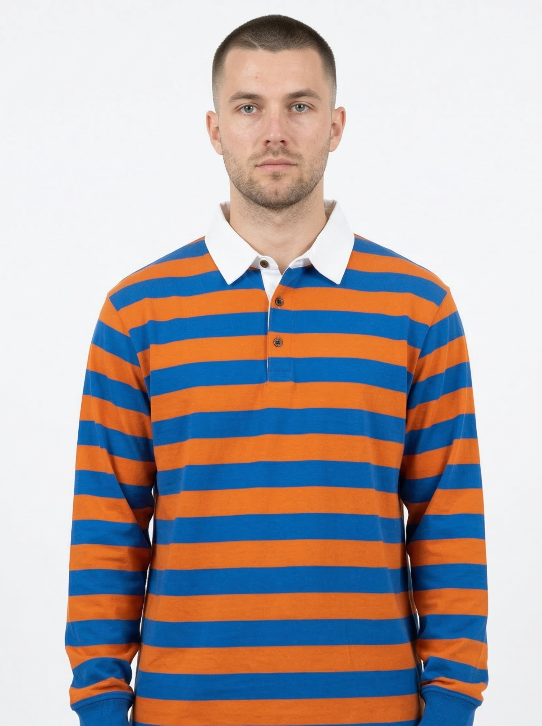Blue Orange Striped Full Sleeve T-Shirt