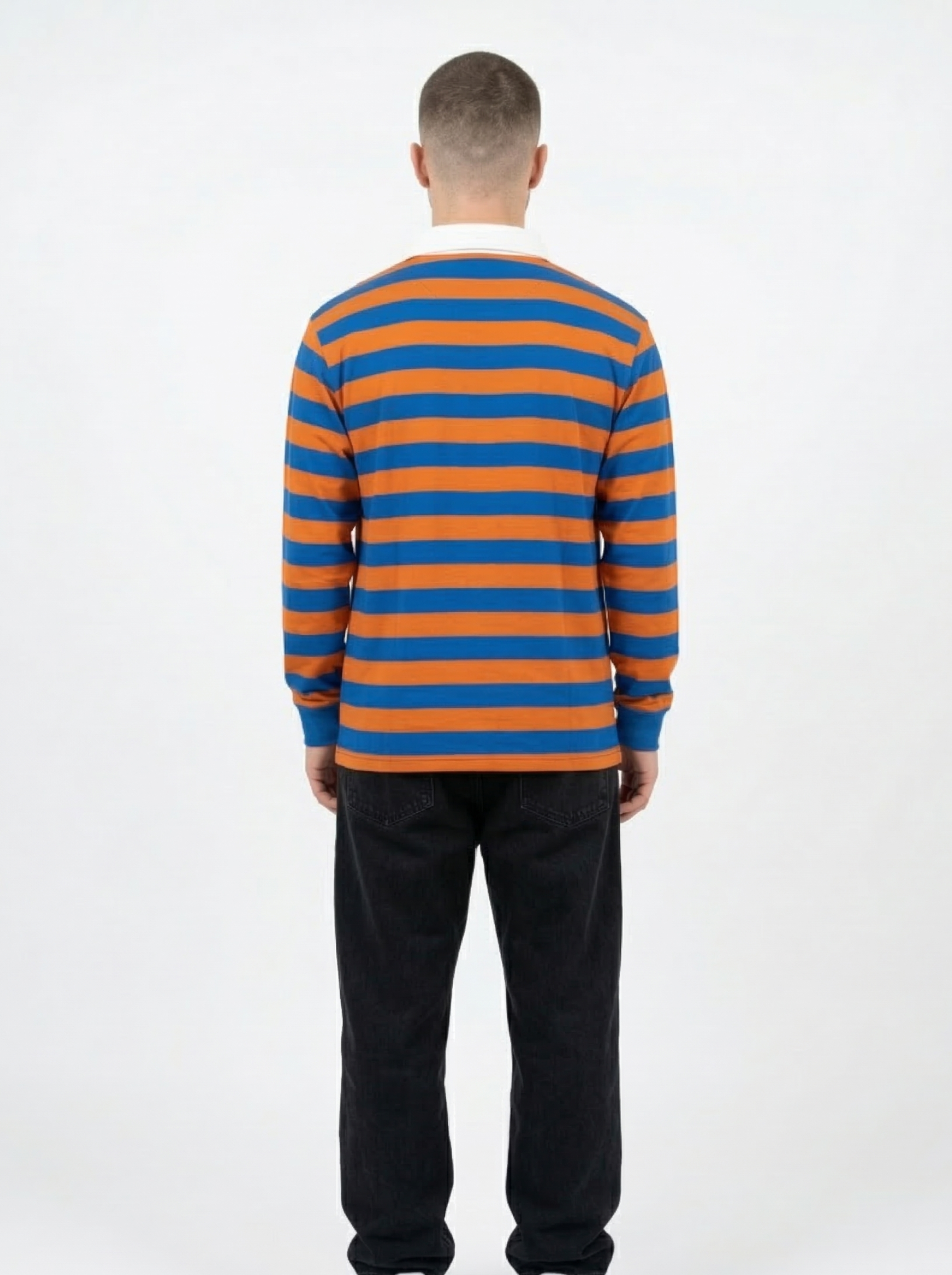 Blue Orange Striped Full Sleeve T-Shirt