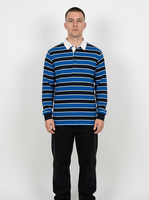 Blue Black Striped Full Sleeve T-Shirt