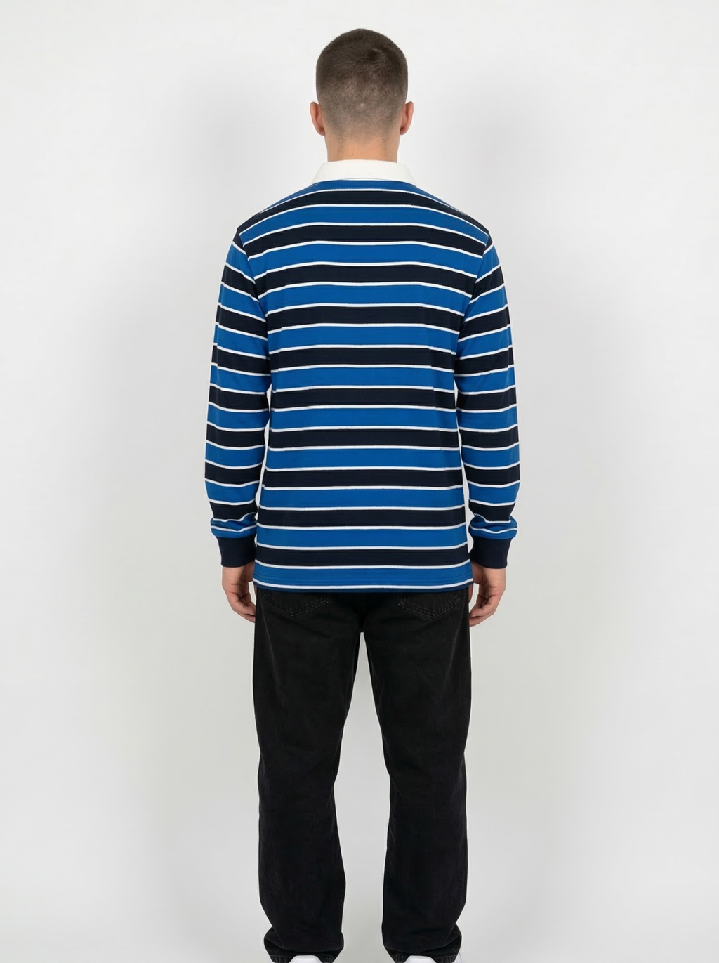 Blue Black Striped Full Sleeve T-Shirt