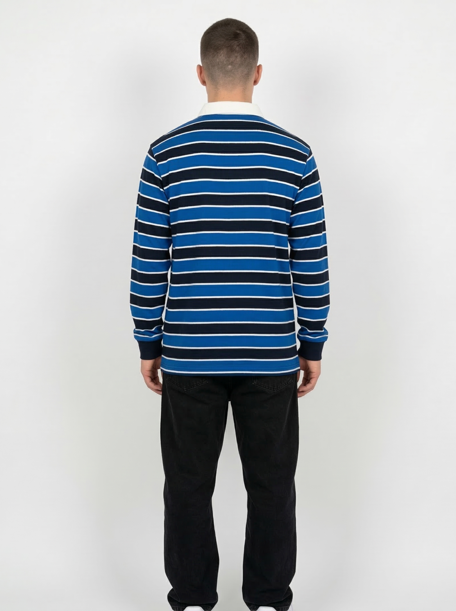Blue Black Striped Full Sleeve T-Shirt