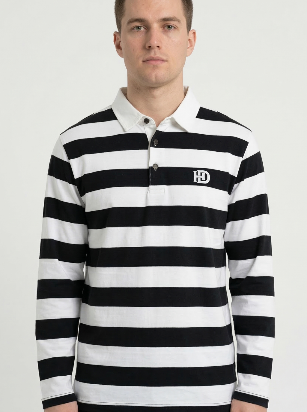 Black White Striped Full Sleeve T-Shirt