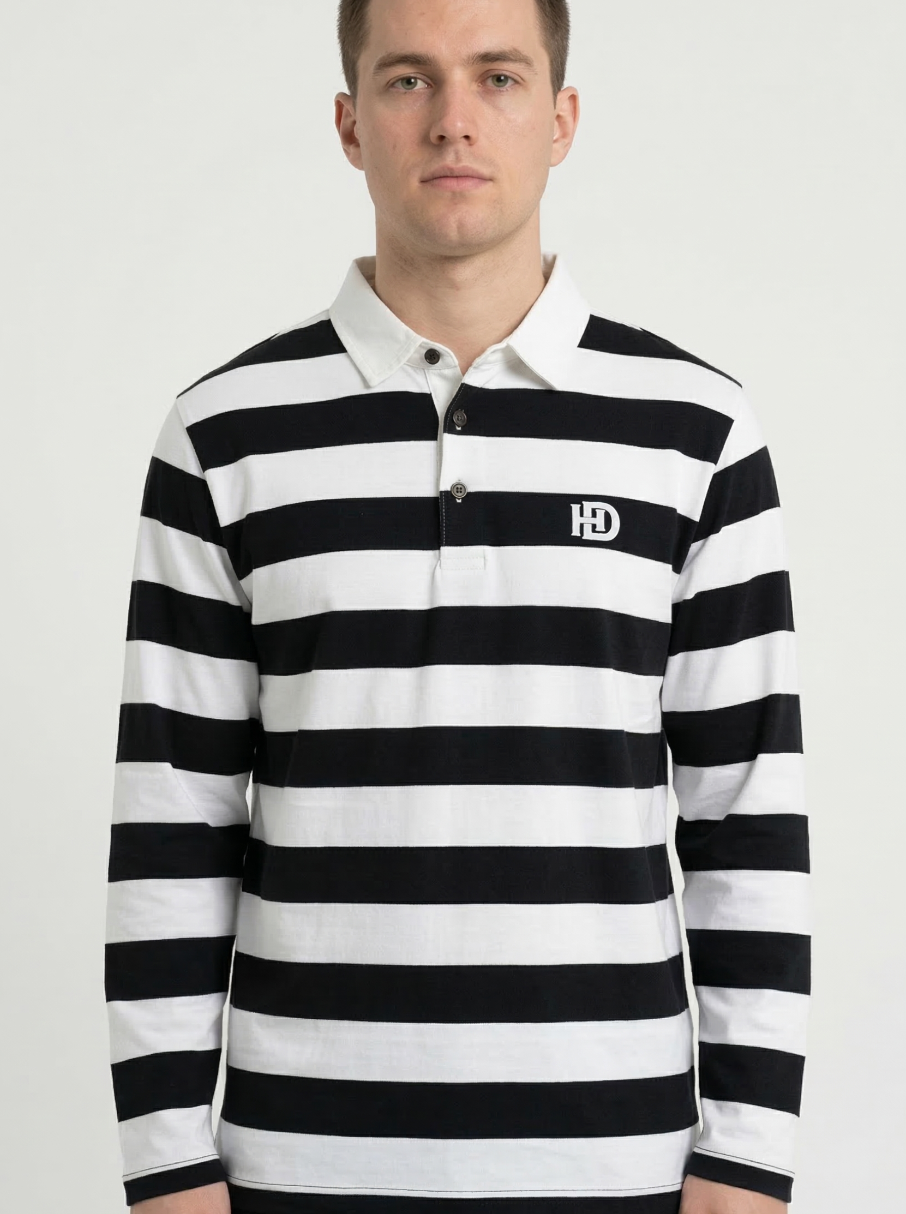 Black White Striped Full Sleeve T-Shirt