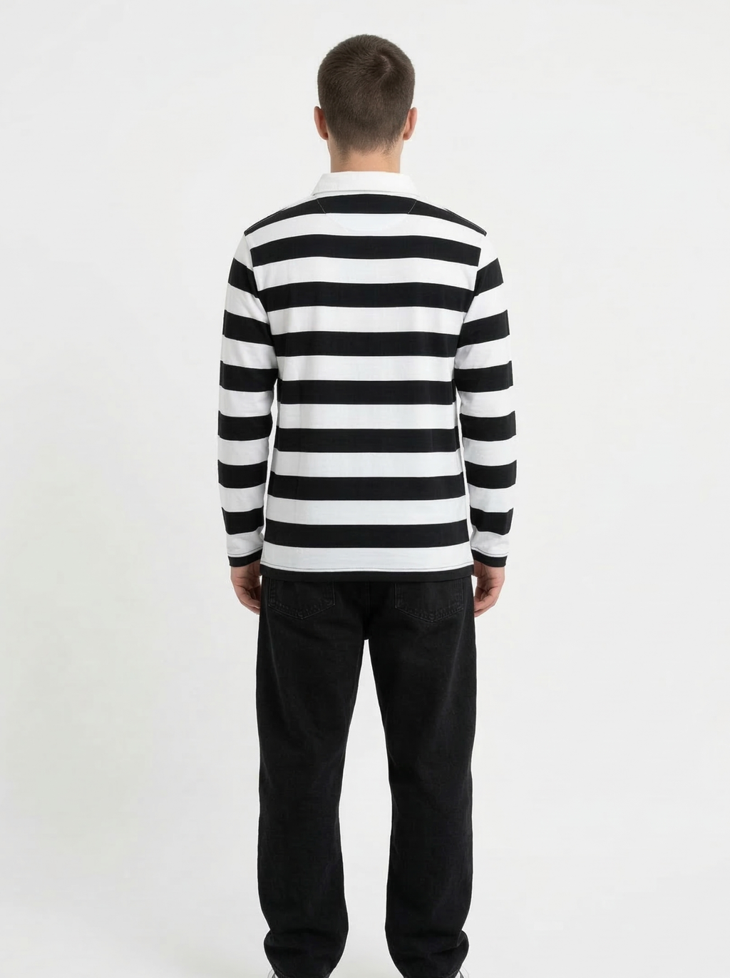 Black White Striped Full Sleeve T-Shirt