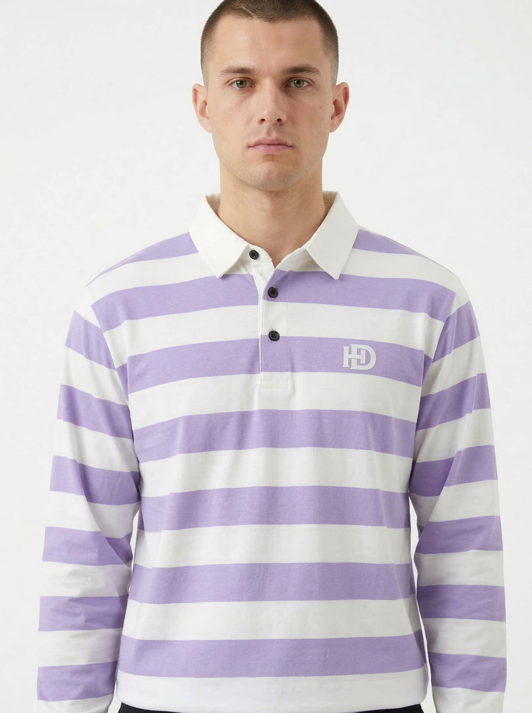 Light Purple White Striped Full Sleeve T-Shirt