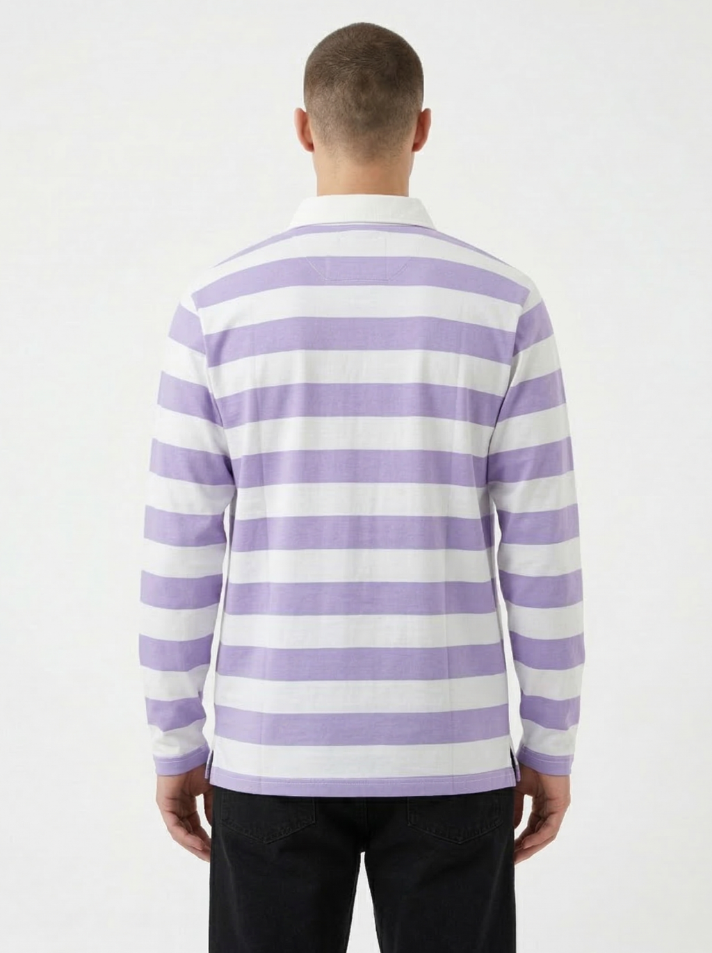 Light Purple White Striped Full Sleeve T-Shirt