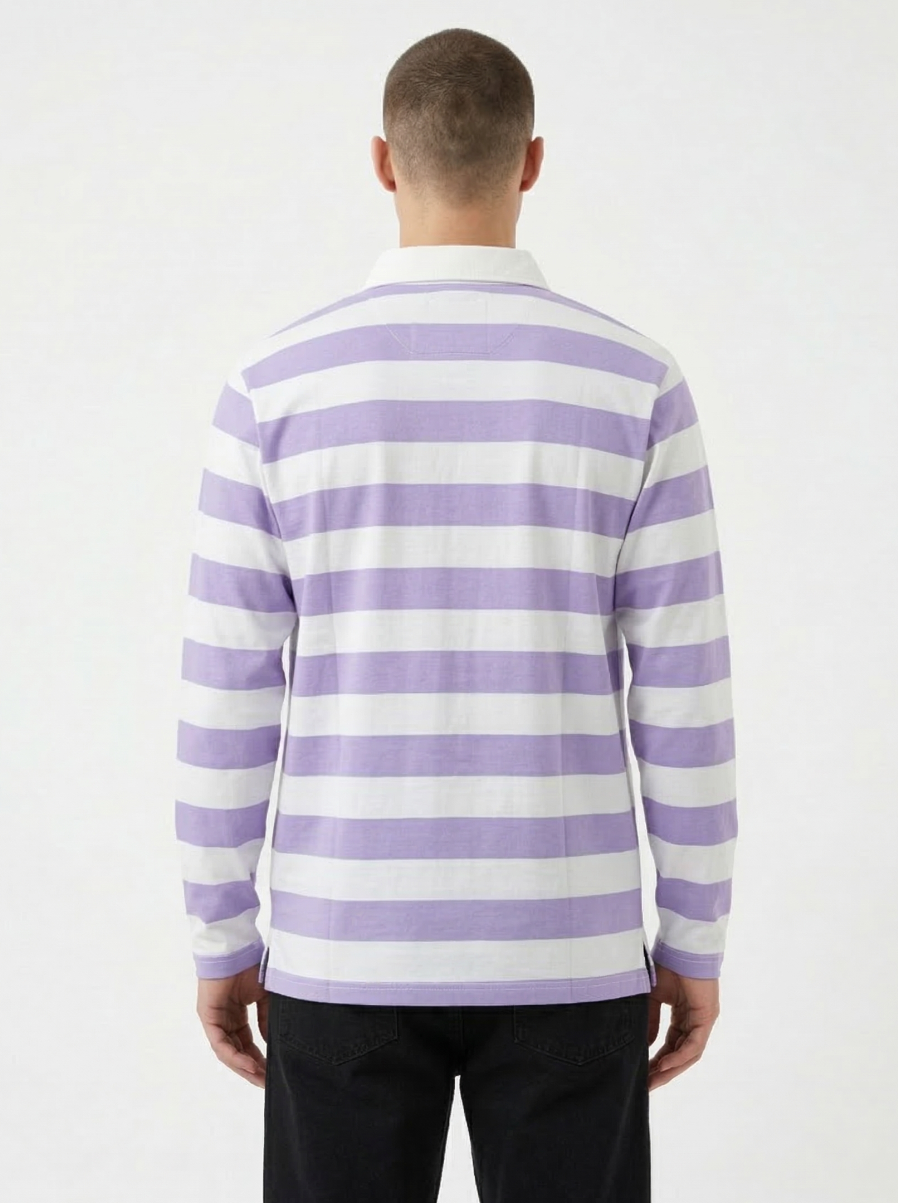 Light Purple White Striped Full Sleeve T-Shirt