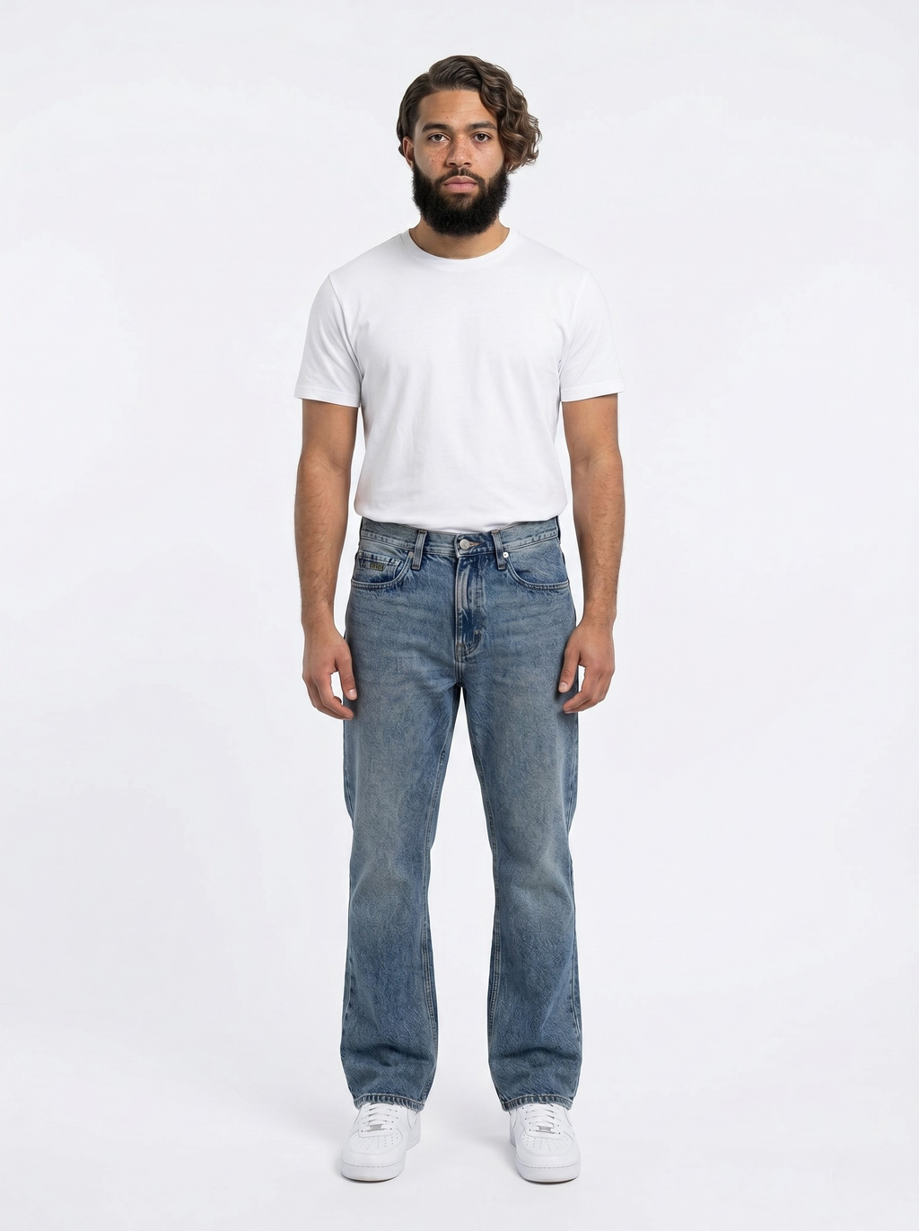 Washed Blue Bootcut Jeans