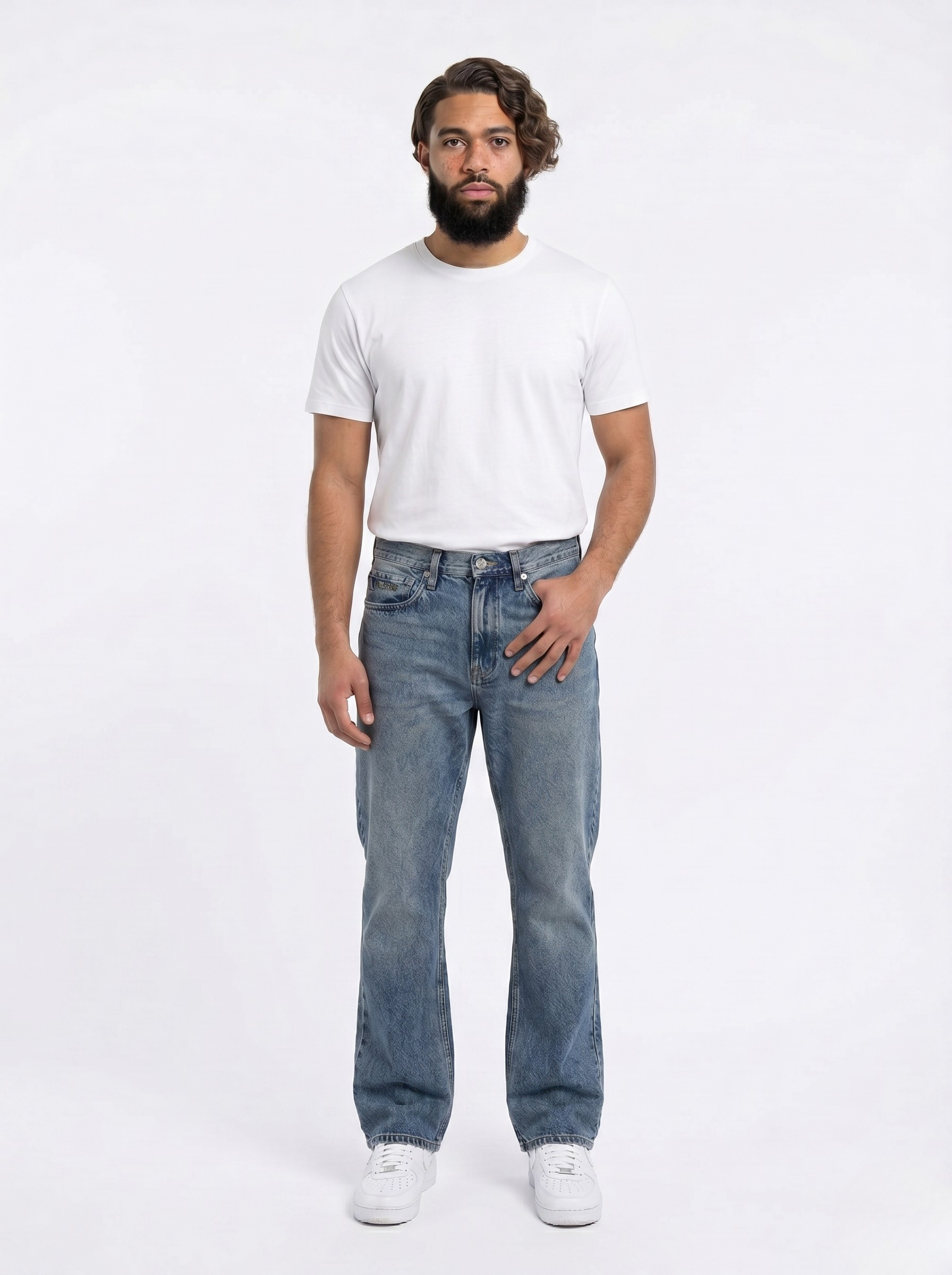 Washed Blue Bootcut Jeans