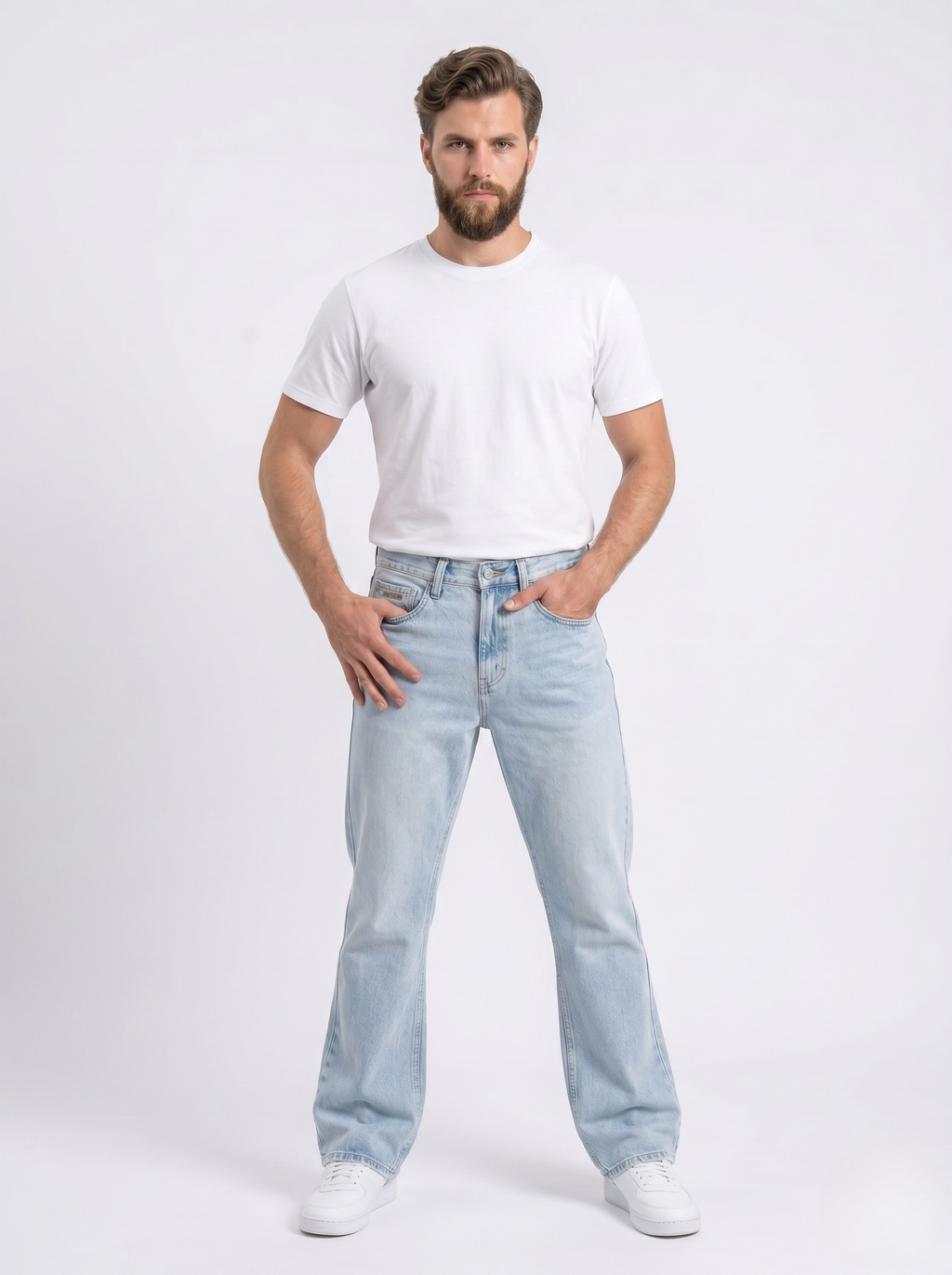 Washed Light Blue Bootcut Jeans