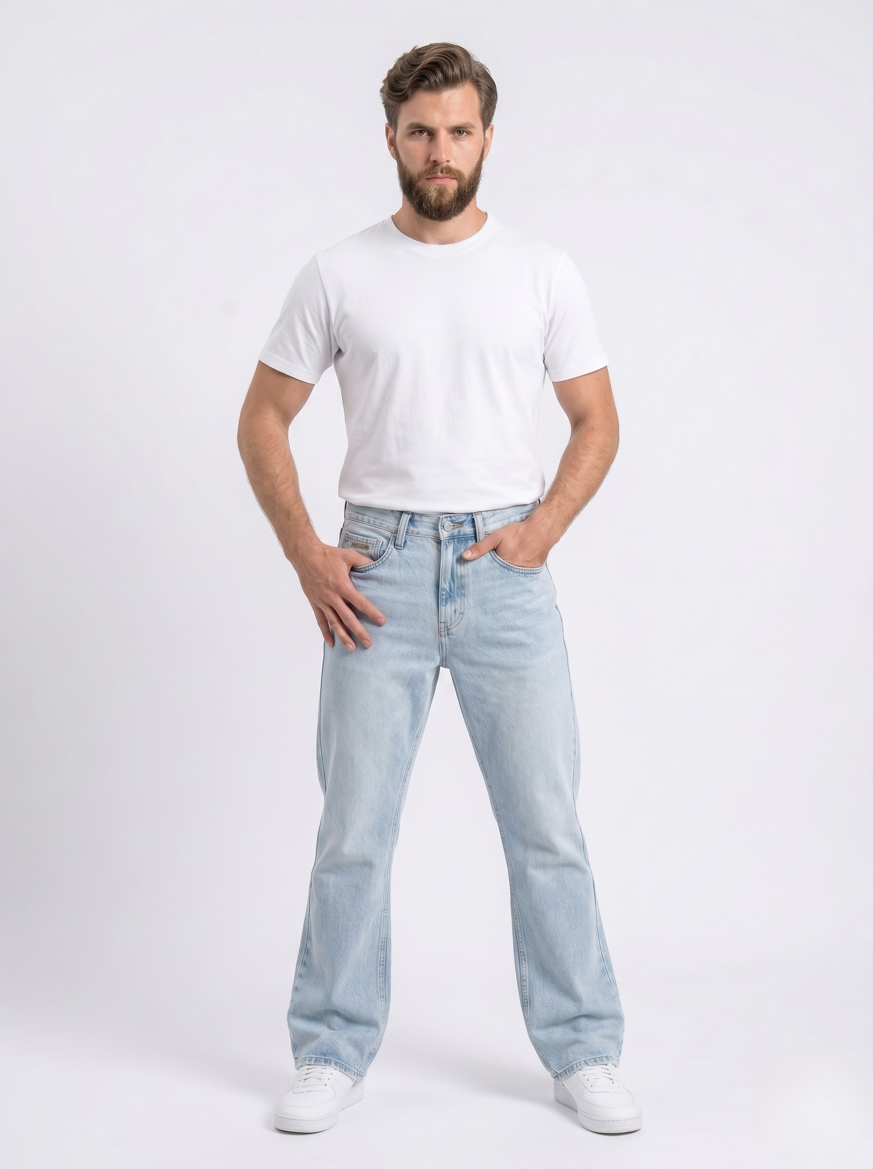 Washed Light Blue Bootcut Jeans