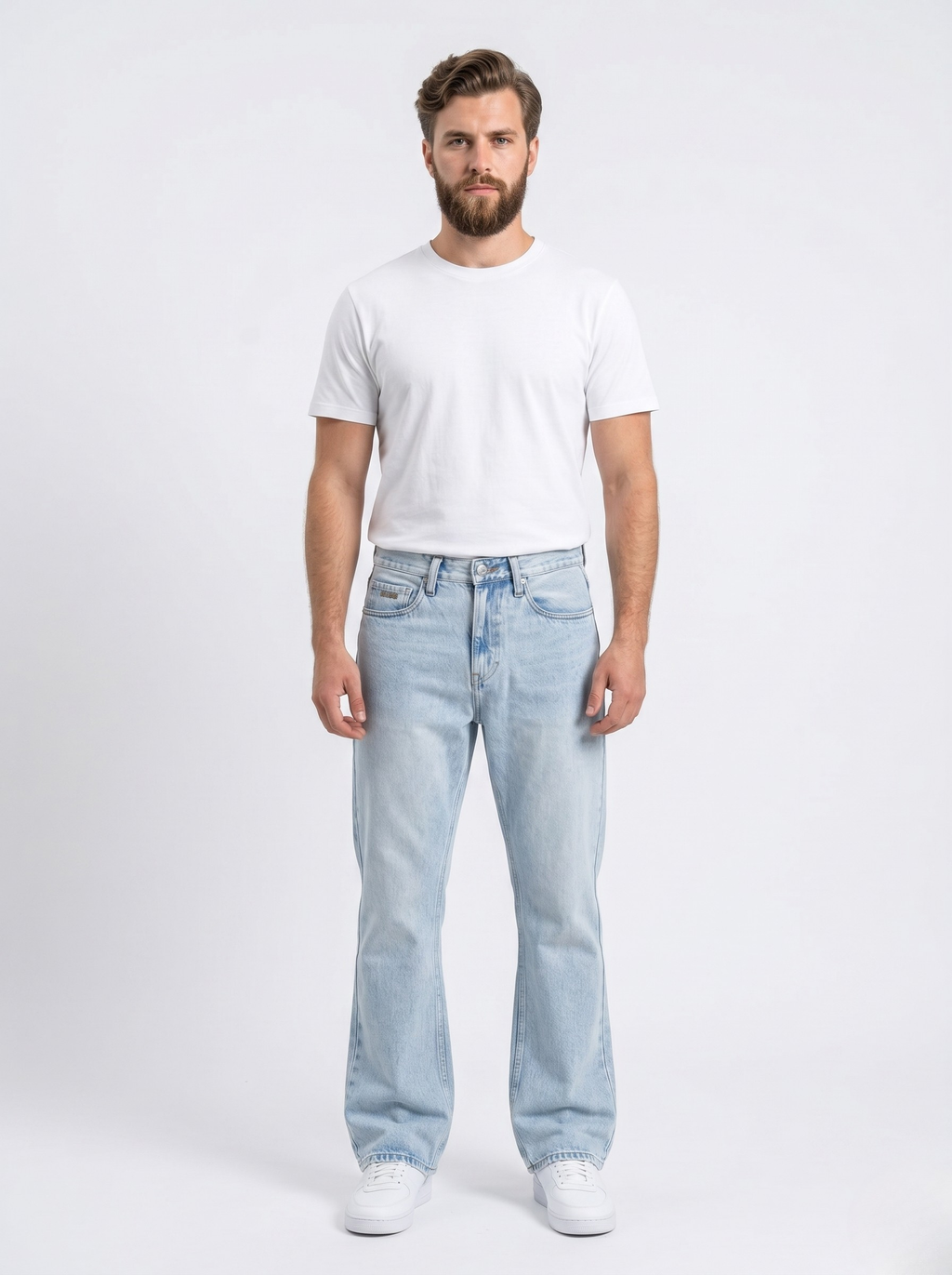 Washed Light Blue Bootcut Jeans