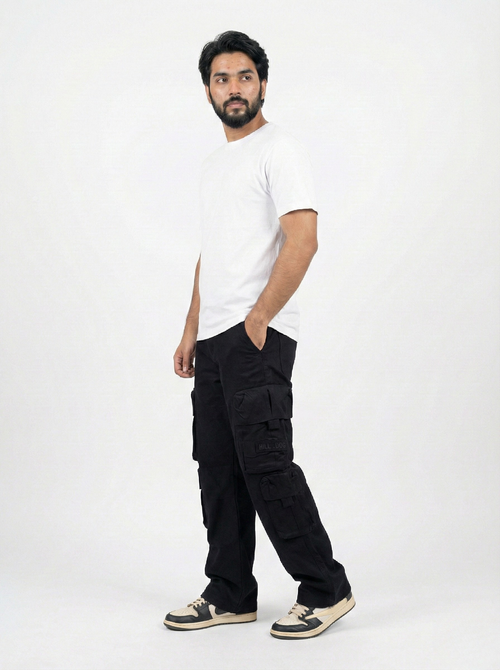 Black Bootcut Cargo Pants