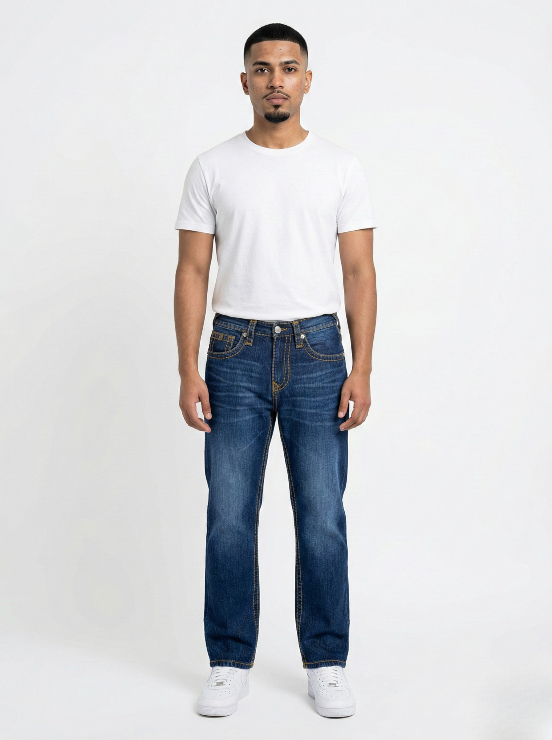 Dark Blue Straight-Fit Jeans