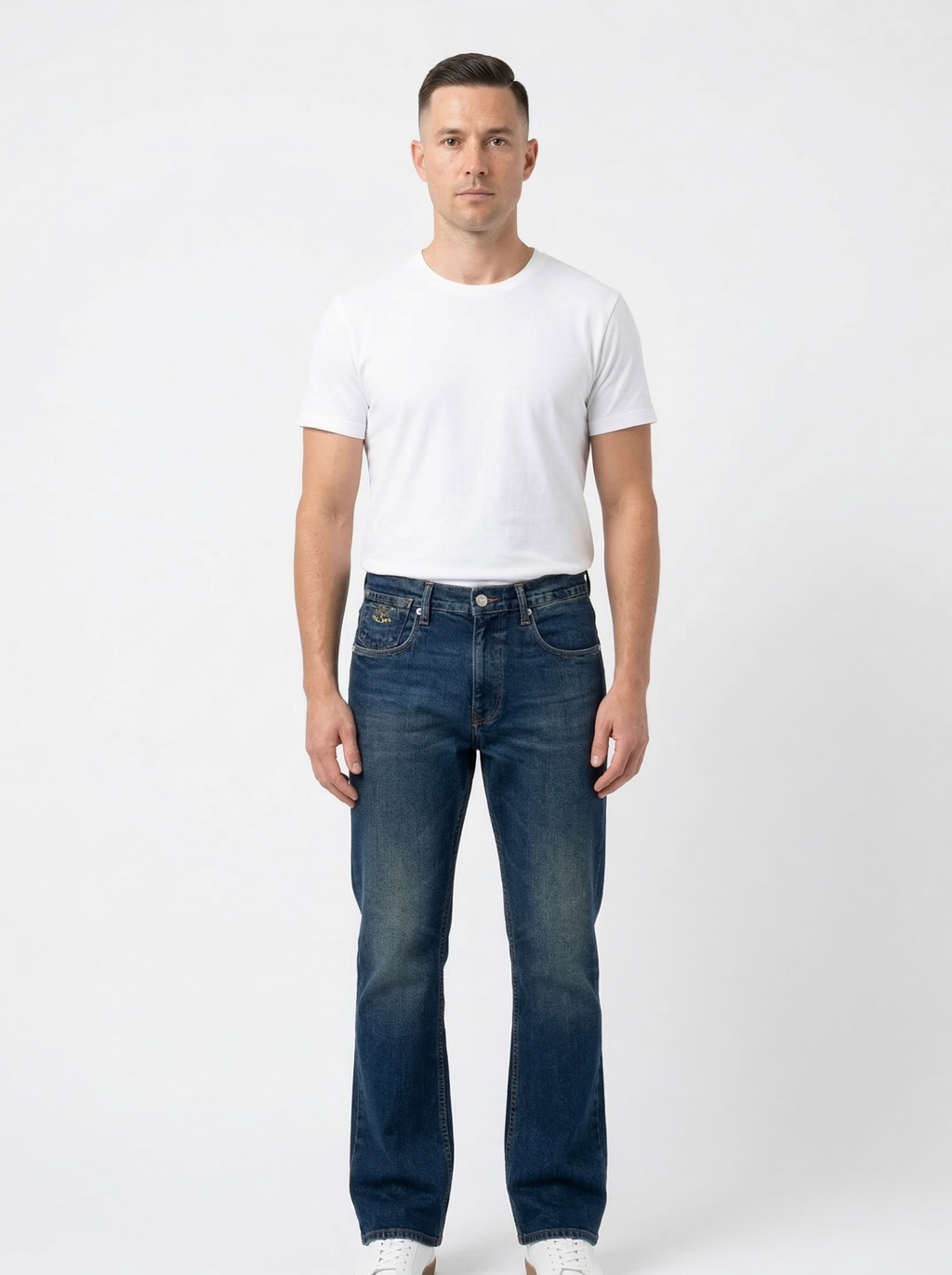 Classic Bootcut Dark Blue Faded Jeans