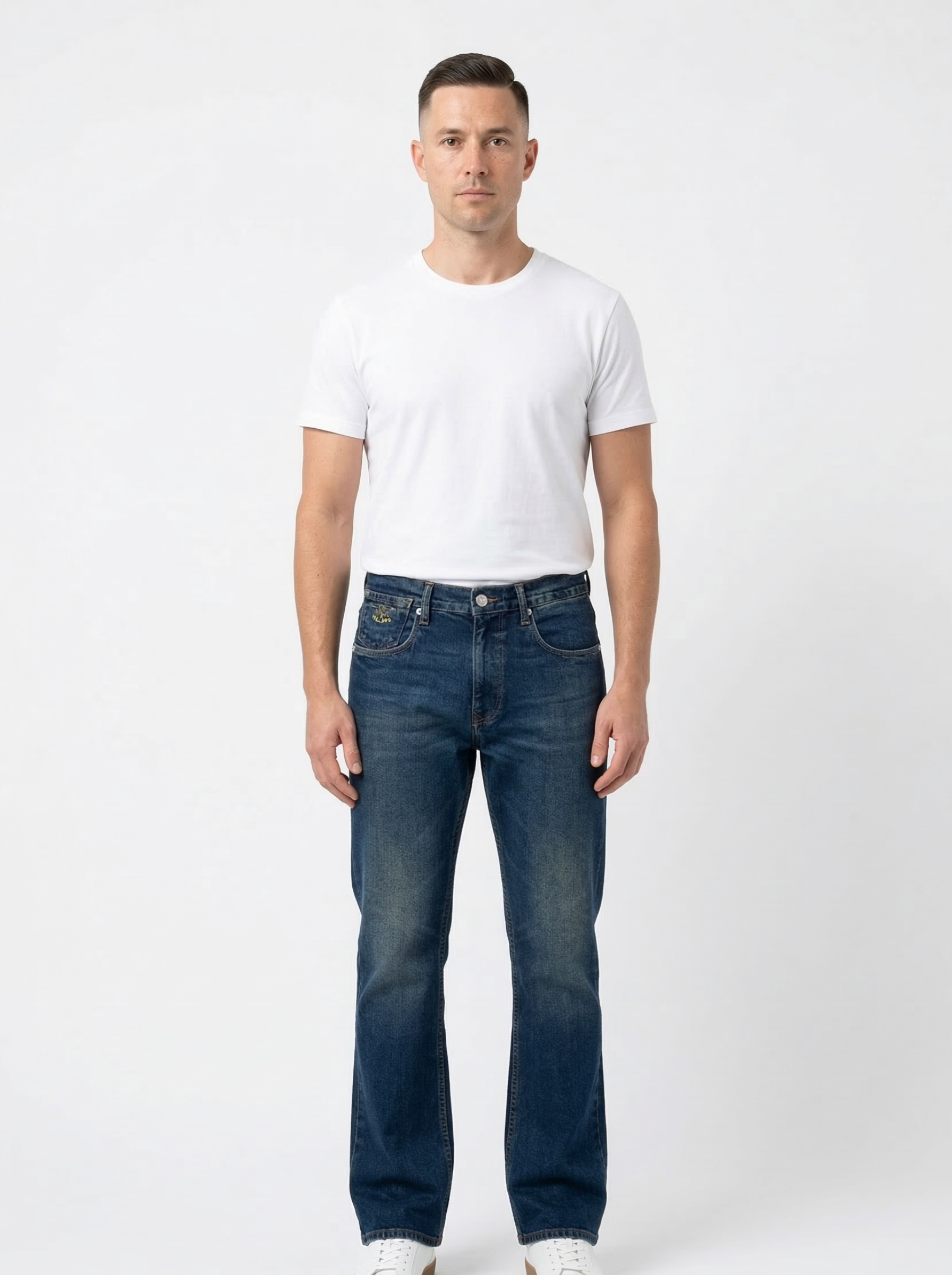Classic Bootcut Dark Blue Faded Jeans