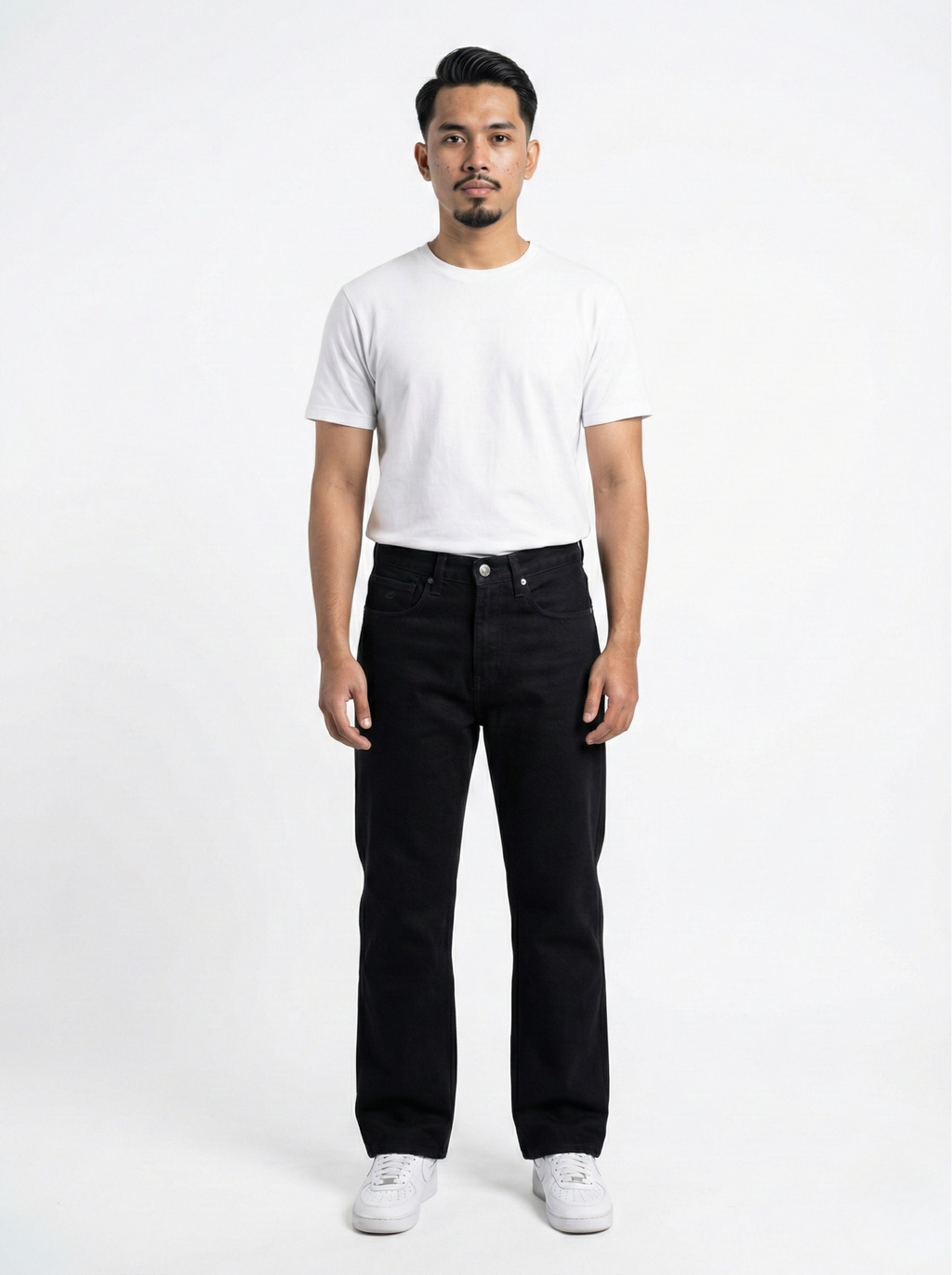 Black Straight-Fit Stretchable Jeans