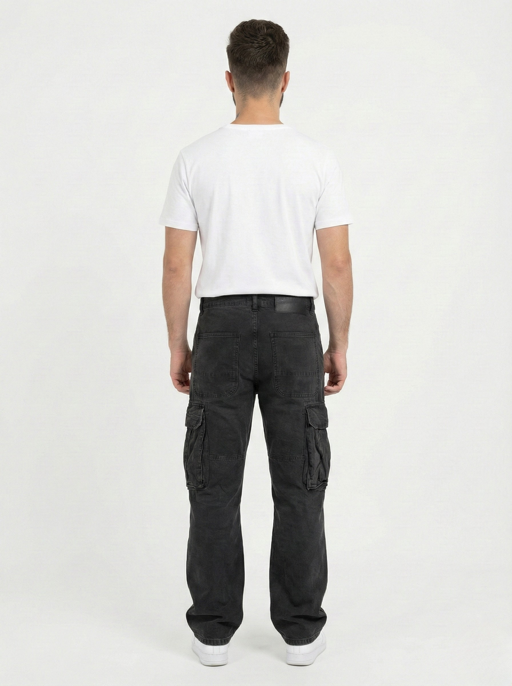Black Acid Washed Cargo Pants