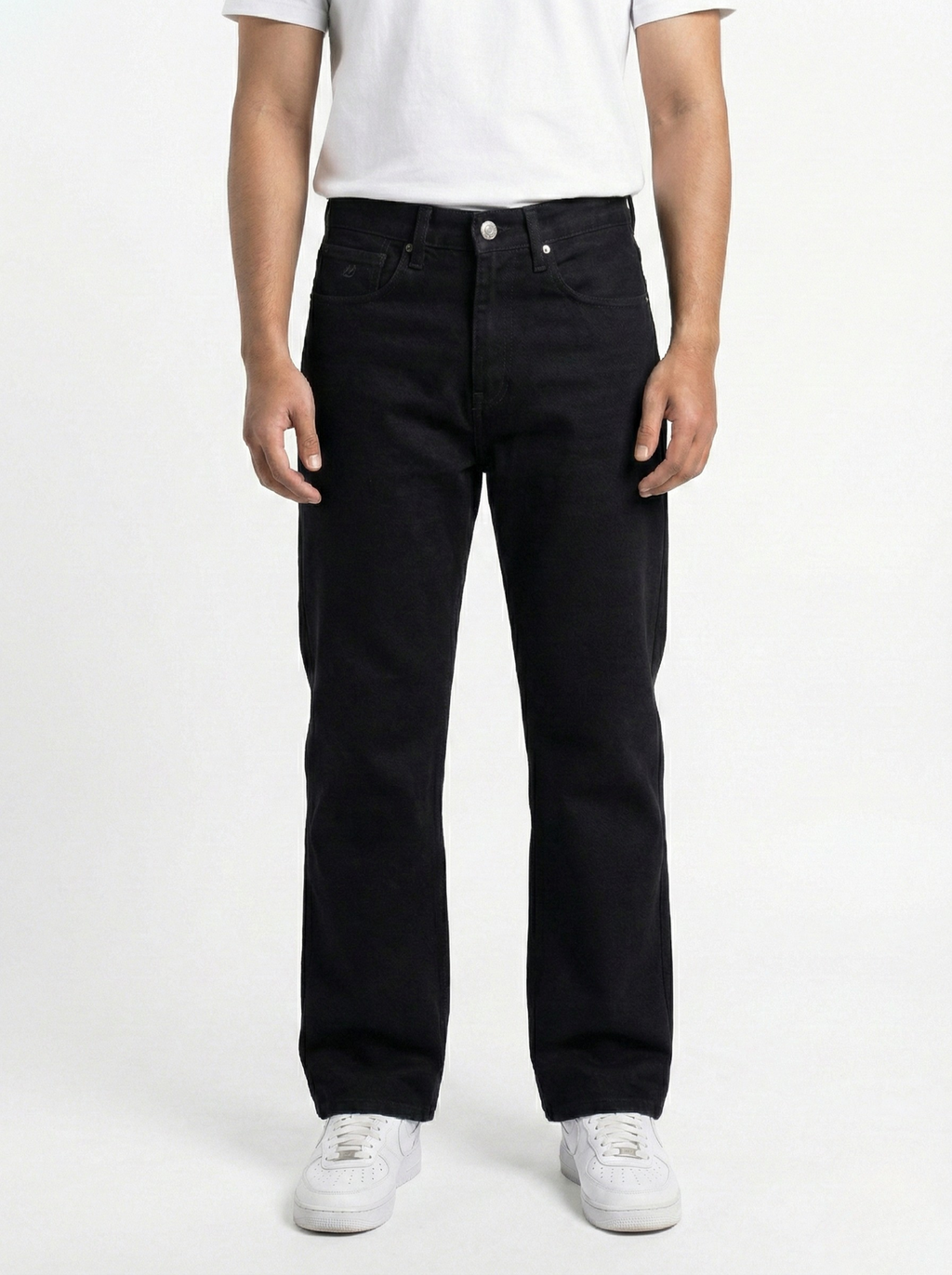 Black Straight-Fit Stretchable Jeans