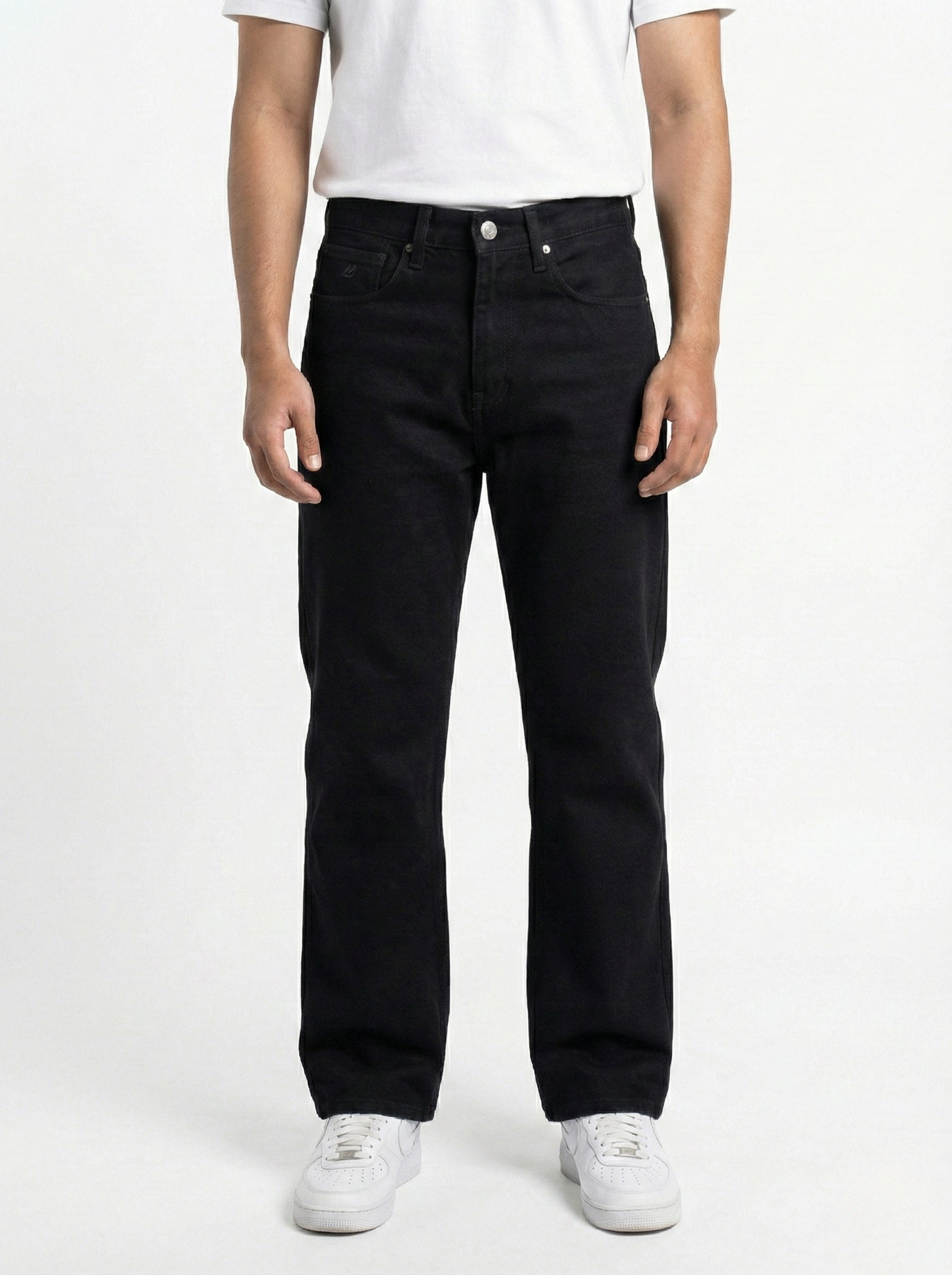 Black Straight-Fit Stretchable Jeans