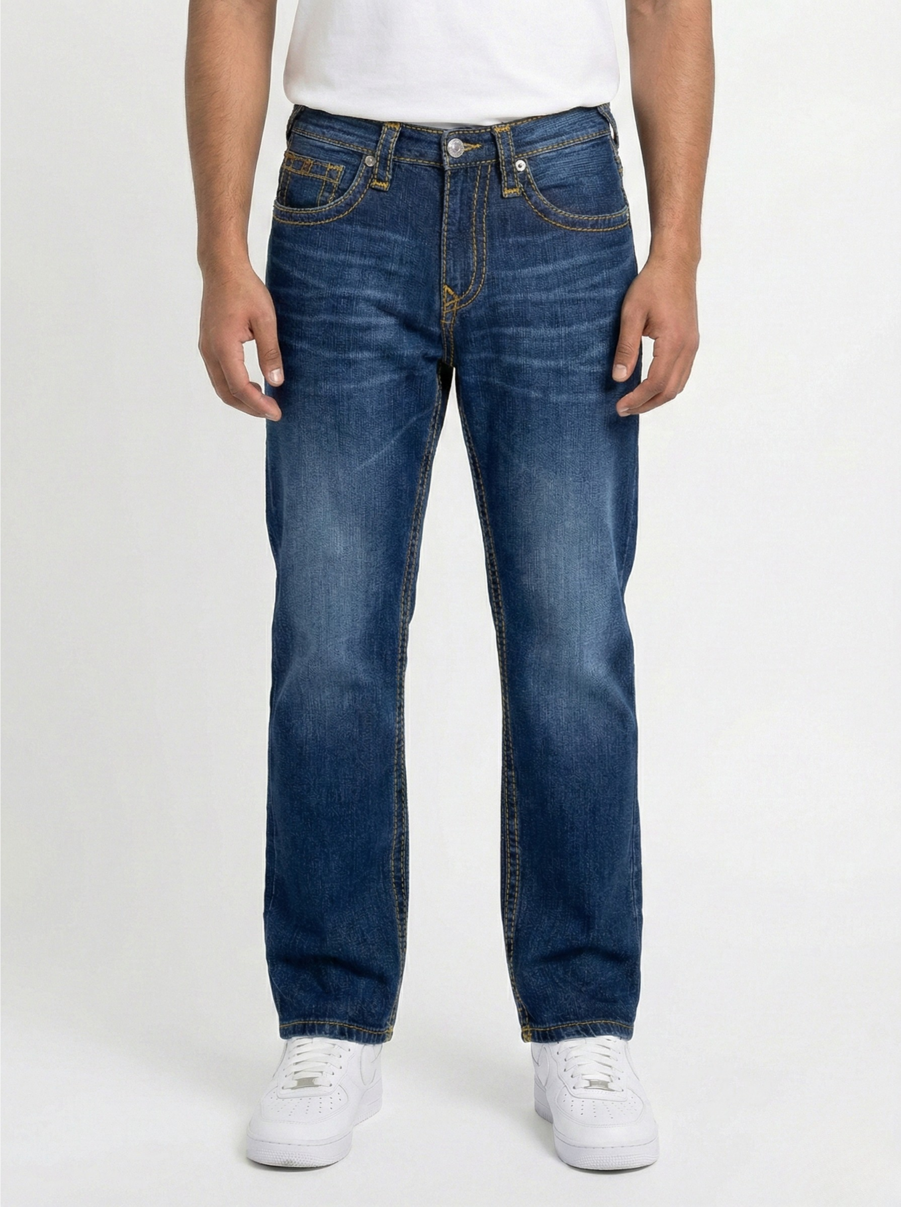 Dark Blue Straight-Fit Jeans
